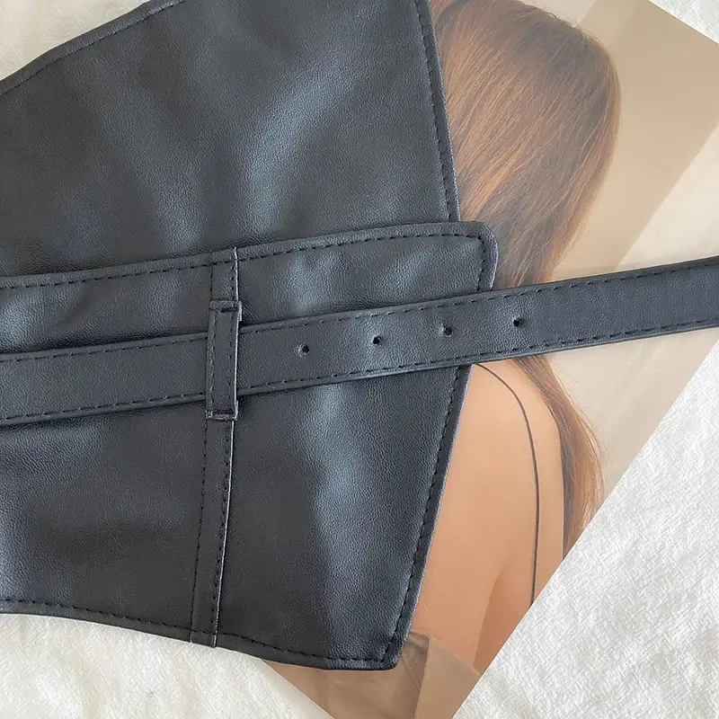 Retro Corset Belts for Women Classic Black Pin Buckle Wide Waistband Trendy PU Leather Dress Coat Girdle Belts