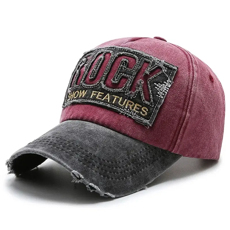 Vintage Letter ROCK Embroidery Baseball Cap Fashion Hip Hop Dad Trucker Hat Unisex Summer Sunshade Sport Hats