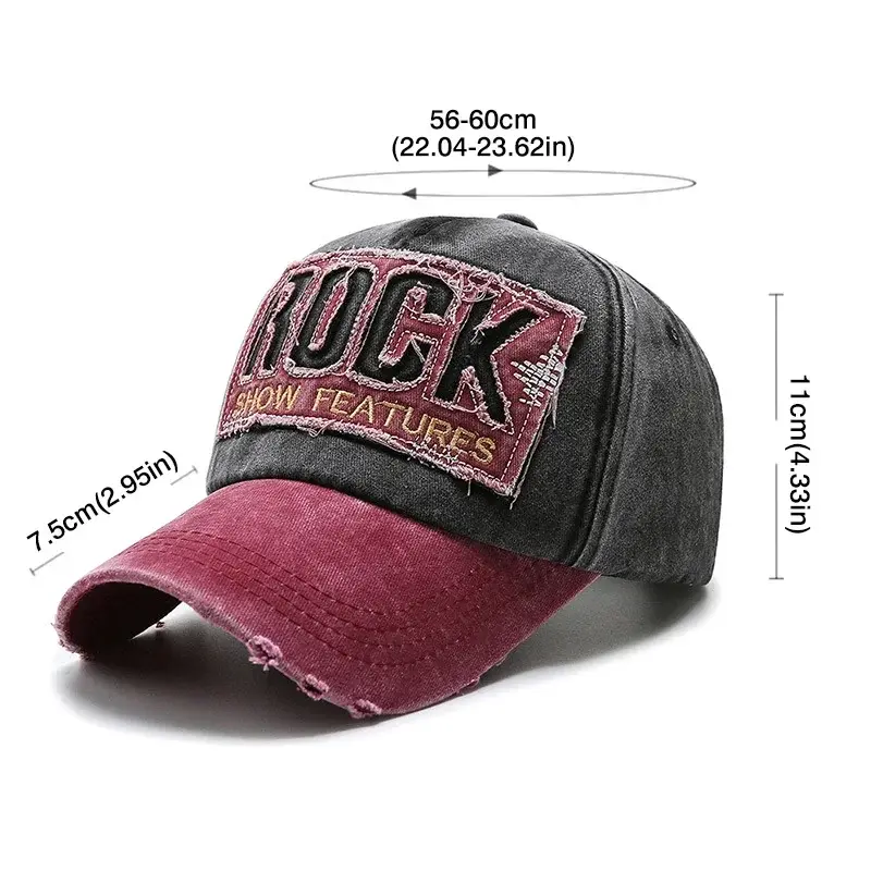 Vintage Letter ROCK Embroidery Baseball Cap Fashion Hip Hop Dad Trucker Hat Unisex Summer Sunshade Sport Hats