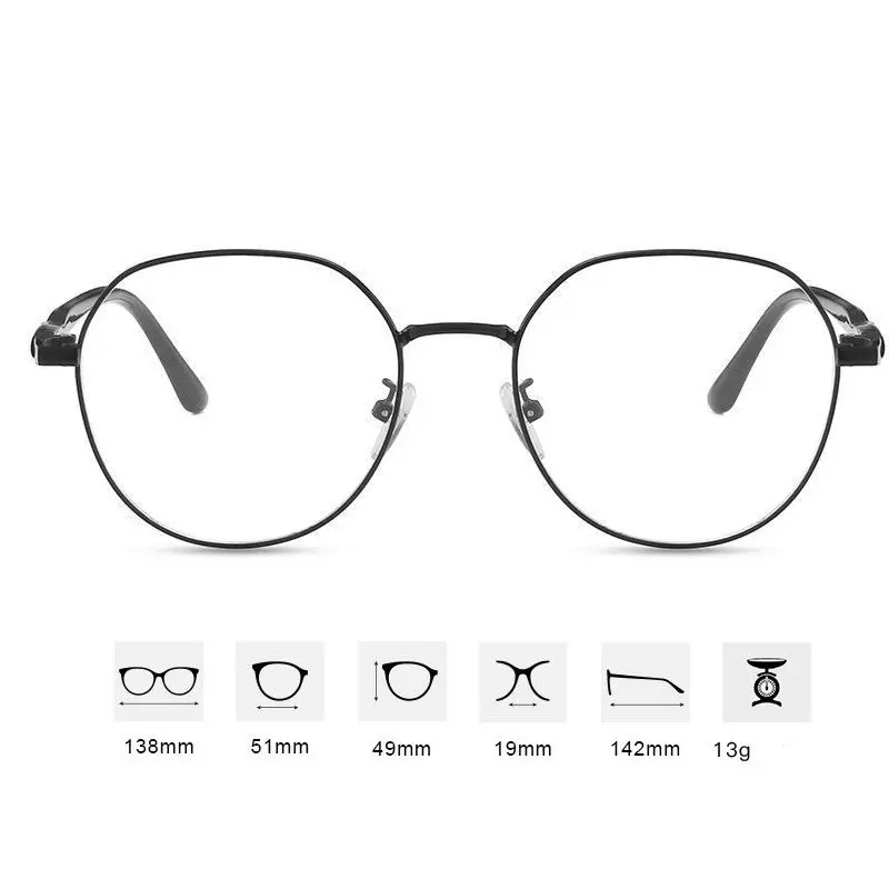 Anti Blue Light Reading Glasses for Women Metal Frame Flat Light Glasses Fashion Oversized Clear Oval Eyeglasses Spectacles