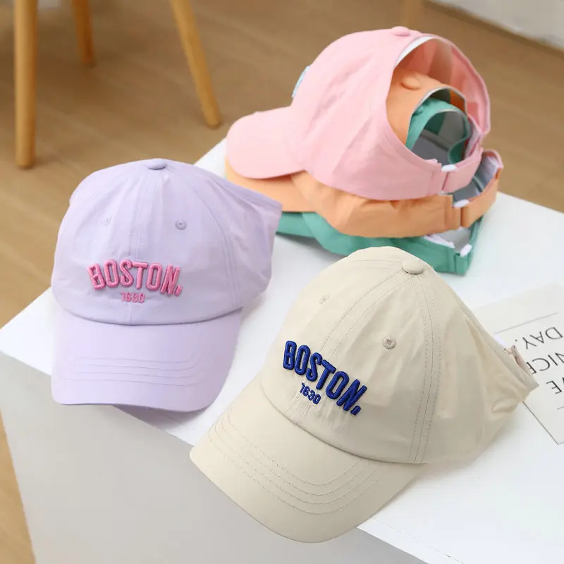 Candy Color Letter Children Baseball Cap Summer Empty Top Sun Hat for Kids Girls Outdoor Adjustable Ponytail Caps