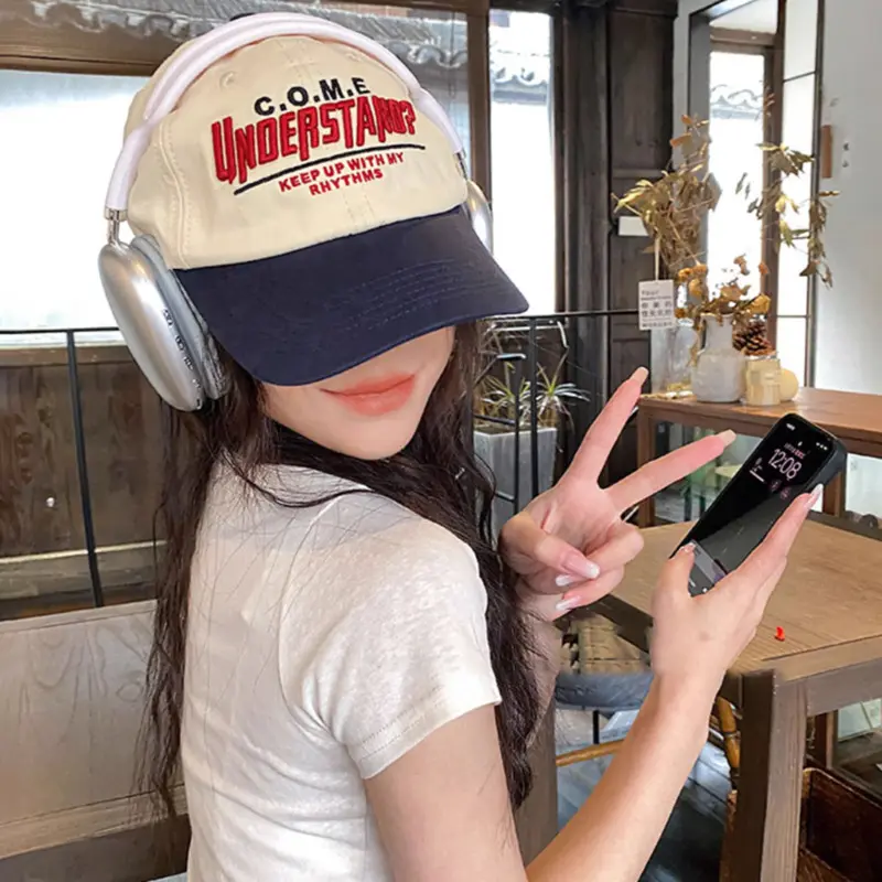 Letter Embroidery Baseball Cap Vintage Contrasting Color Snapback Hat for Women Summer Outdoor Sunshade Adjustable Hip-hop Hats