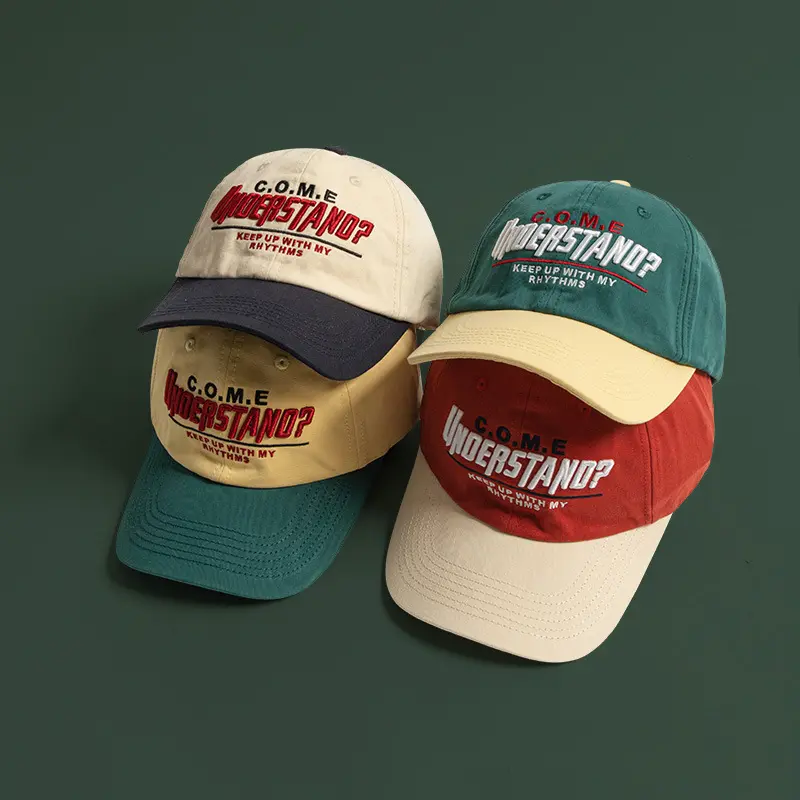 Letter Embroidery Baseball Cap Vintage Contrasting Color Snapback Hat for Women Summer Outdoor Sunshade Adjustable Hip-hop Hats