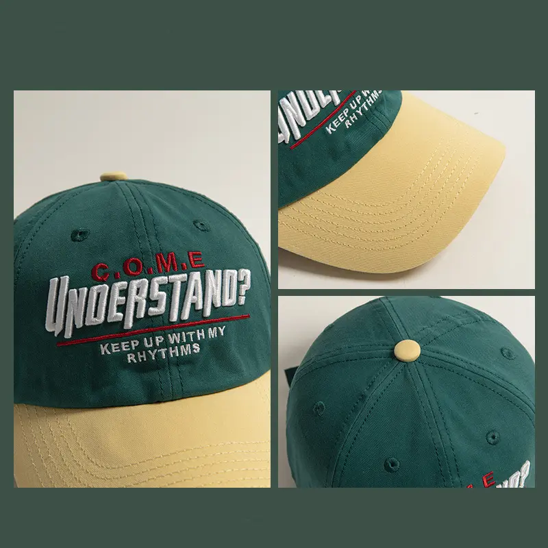 Letter Embroidery Baseball Cap Vintage Contrasting Color Snapback Hat for Women Summer Outdoor Sunshade Adjustable Hip-hop Hats