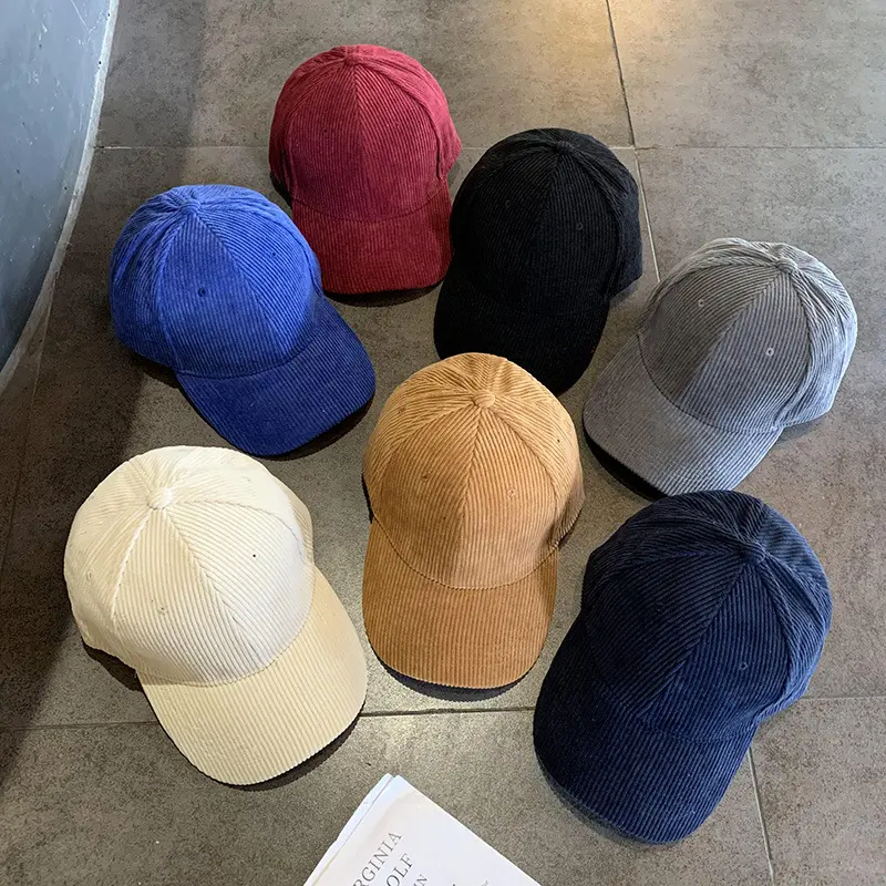 Solid Corduroy Baseball Cap for Women Men Autumn Winter Adjustable Snapback Hat Outdoor Unisex Hip Hop Caps Gorras