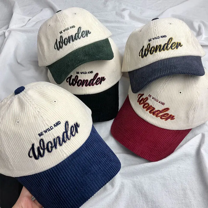 Solid Corduroy Baseball Cap for Women Men Autumn Winter Adjustable Snapback Hat Outdoor Unisex Hip Hop Caps Gorras