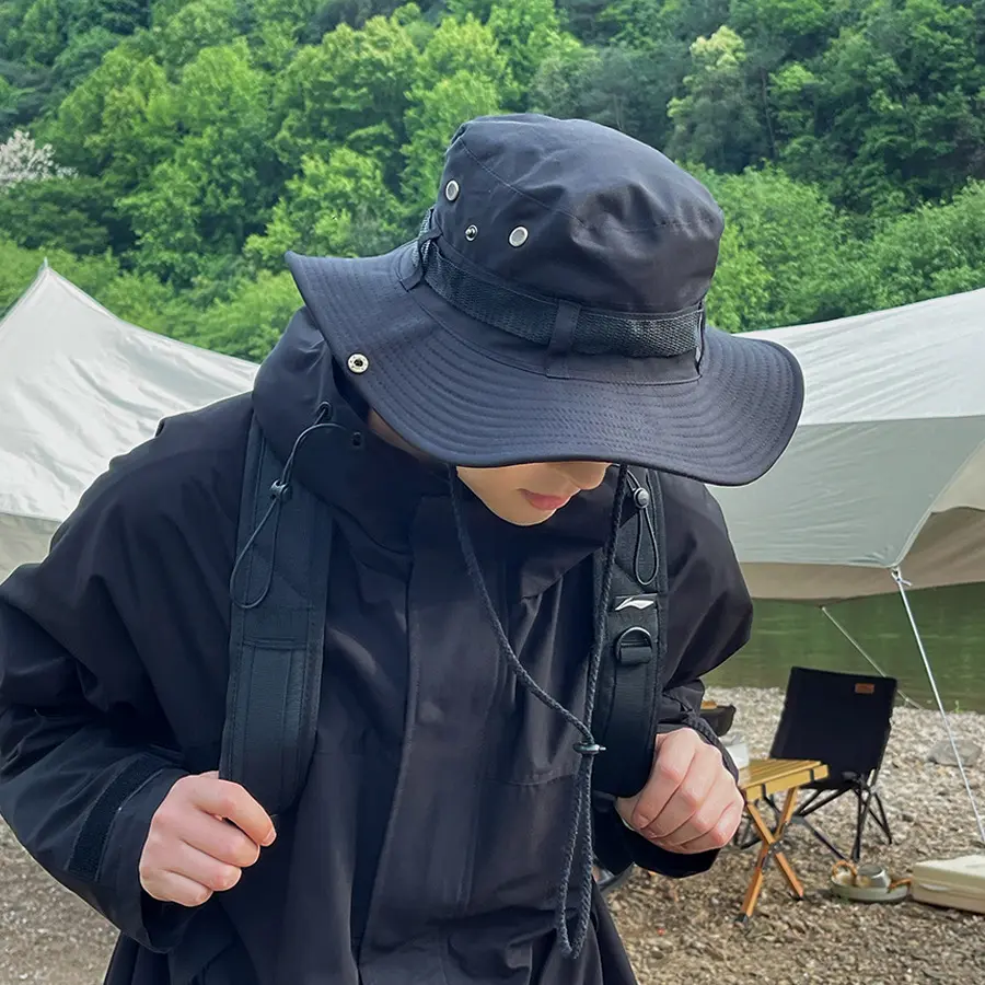 Summer Hiking Sun Hat for Women Men Outdoor Camping Fishing Anti-UV Bucket Hat Solid Color Panama Wide Brim Fisherman Cap