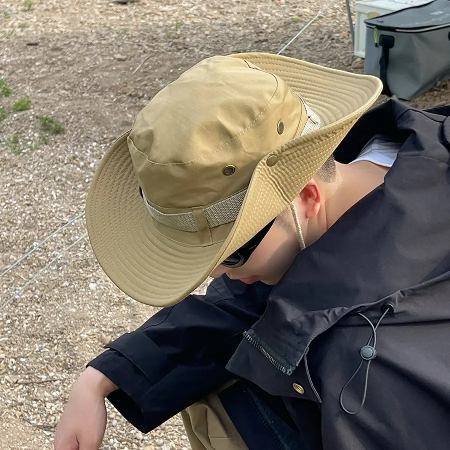 Summer Hiking Sun Hat for Women Men Outdoor Camping Fishing Anti-UV Bucket Hat Solid Color Panama Wide Brim Fisherman Cap