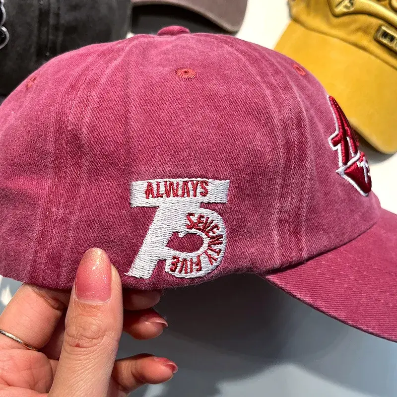Letter Embroidery Baseball Cap Women Vintage Washed Cotton Snapback  Hat Unisex Summer Outdoor Sunshade Dad Trucker Hats