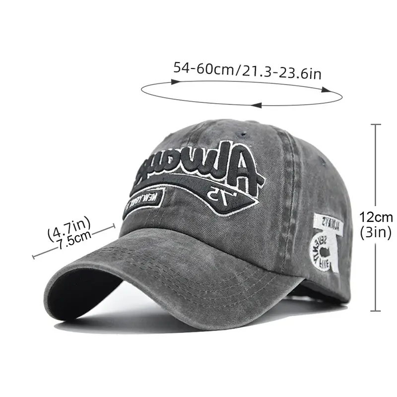 Letter Embroidery Baseball Cap Women Vintage Washed Cotton Snapback  Hat Unisex Summer Outdoor Sunshade Dad Trucker Hats