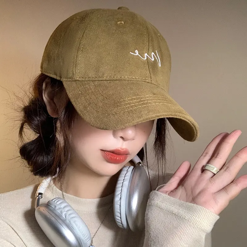 Embroidered Baseball Cap for Women Korean Solid Color Snapback Hat Summer Adjustable Hip Hop Sun Hats