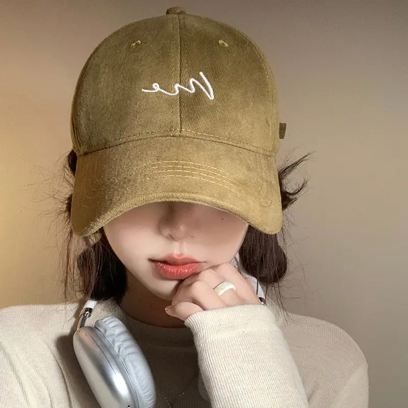 Embroidered Baseball Cap for Women Korean Solid Color Snapback Hat Summer Adjustable Hip Hop Sun Hats
