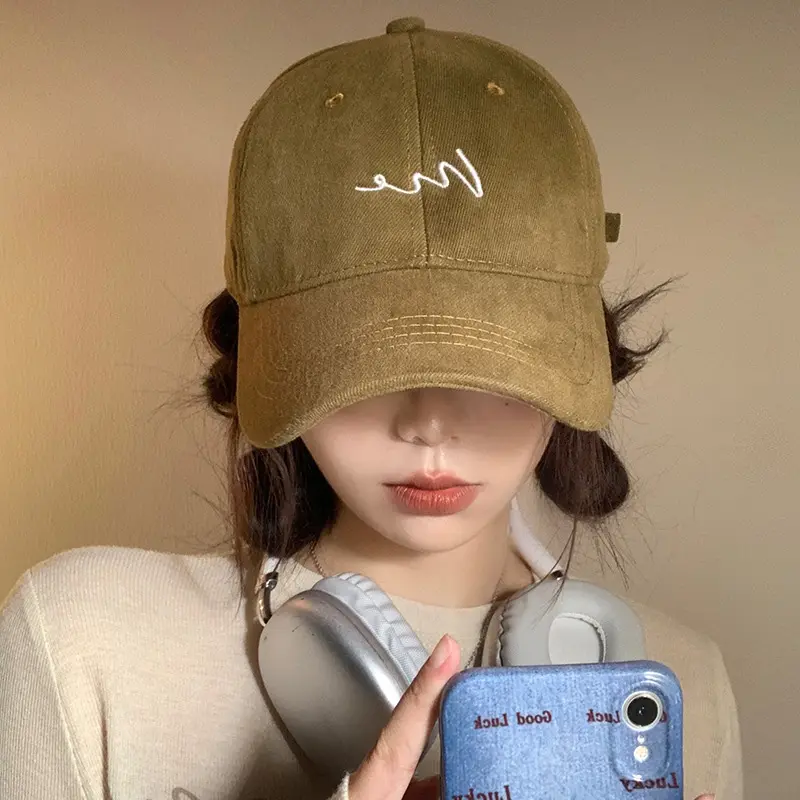 Embroidered Baseball Cap for Women Korean Solid Color Snapback Hat Summer Adjustable Hip Hop Sun Hats