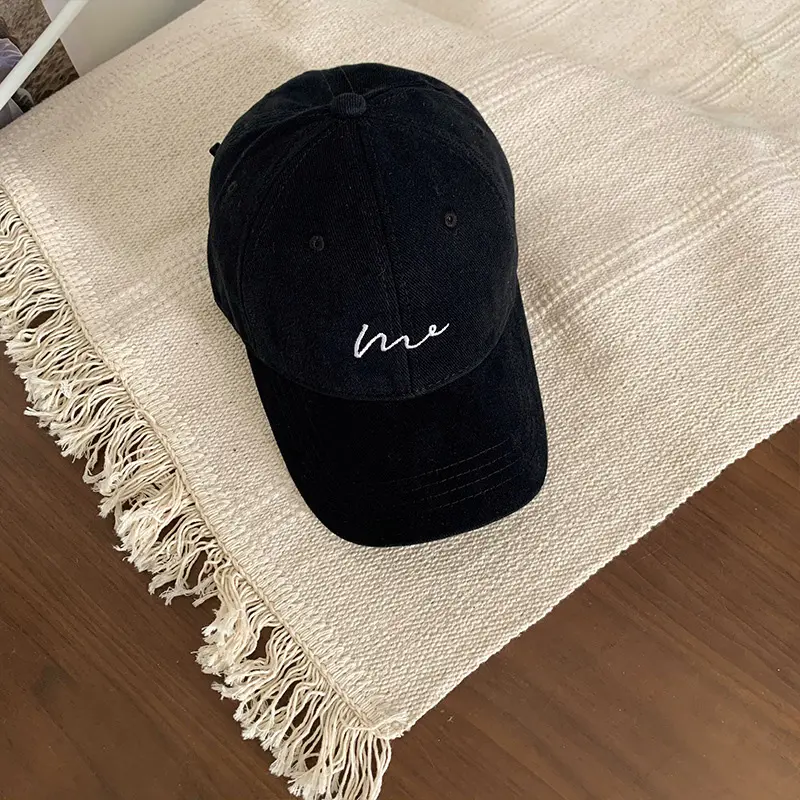 Embroidered Baseball Cap for Women Korean Solid Color Snapback Hat Summer Adjustable Hip Hop Sun Hats