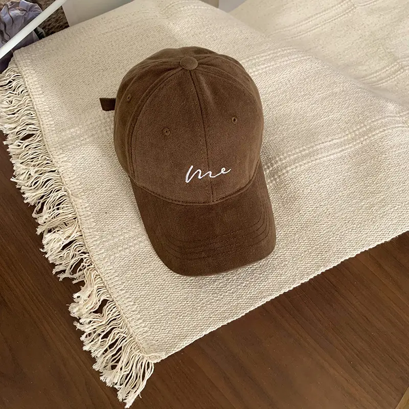 Embroidered Baseball Cap for Women Korean Solid Color Snapback Hat Summer Adjustable Hip Hop Sun Hats