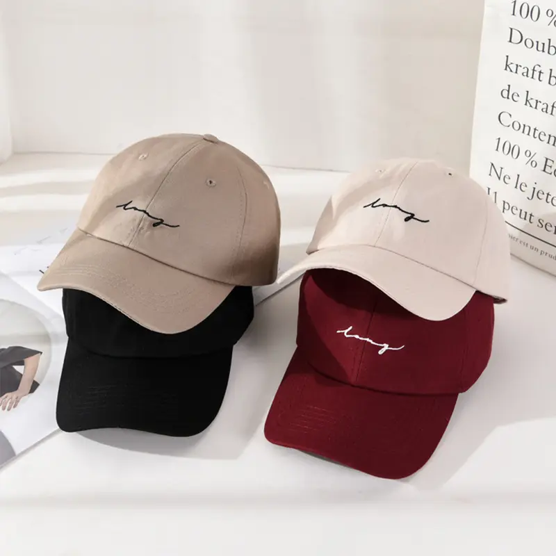 Solid Color Embroidery Baseball Cap for Men Women Korean Simple Adjustable Sun Hat Korean Unisex Soft Cotton Peaked Caps