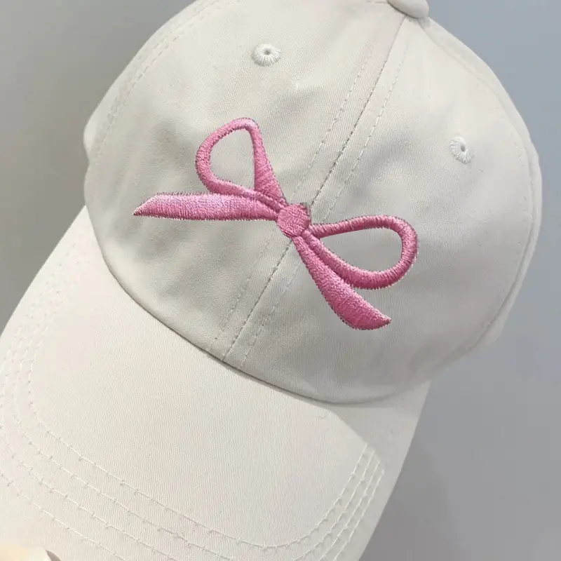 Summer Children Baseball Cap Korean Ins Bow Embroidered Peaked Hat for Girls Y2K Solid Color Adjustable Kids Sun Visor Hats