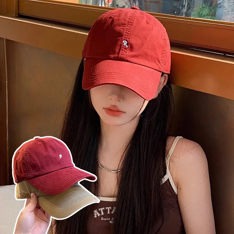 Simple Letter Baseball Cap for Women Korean Versatile Casual Duck Tongue Hat Summer Cotton Female Sun Visor Hats