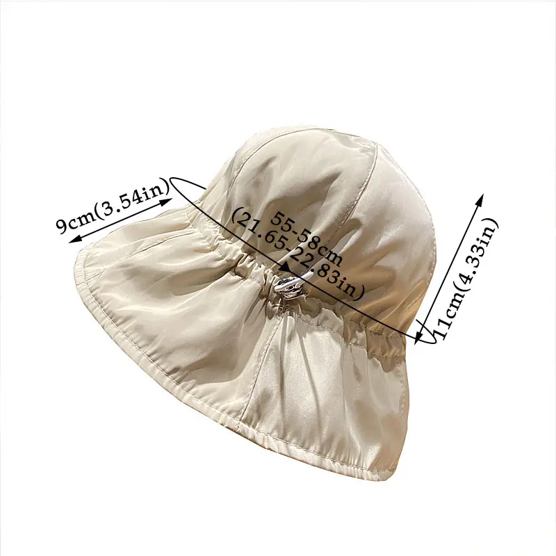 Summer Drawstring Bucket Cap for Women Quick Dry Panama Sun Hat Solid Color Adjustable Female Lady Fisherman Caps