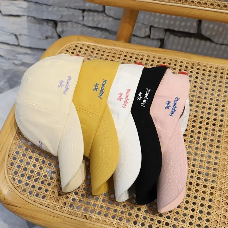 Summer Baseball Cap for Women Solid Color Letter Embroidered Peaked Hat Outdoor Sunscreen Cotton Sun Visor Caps