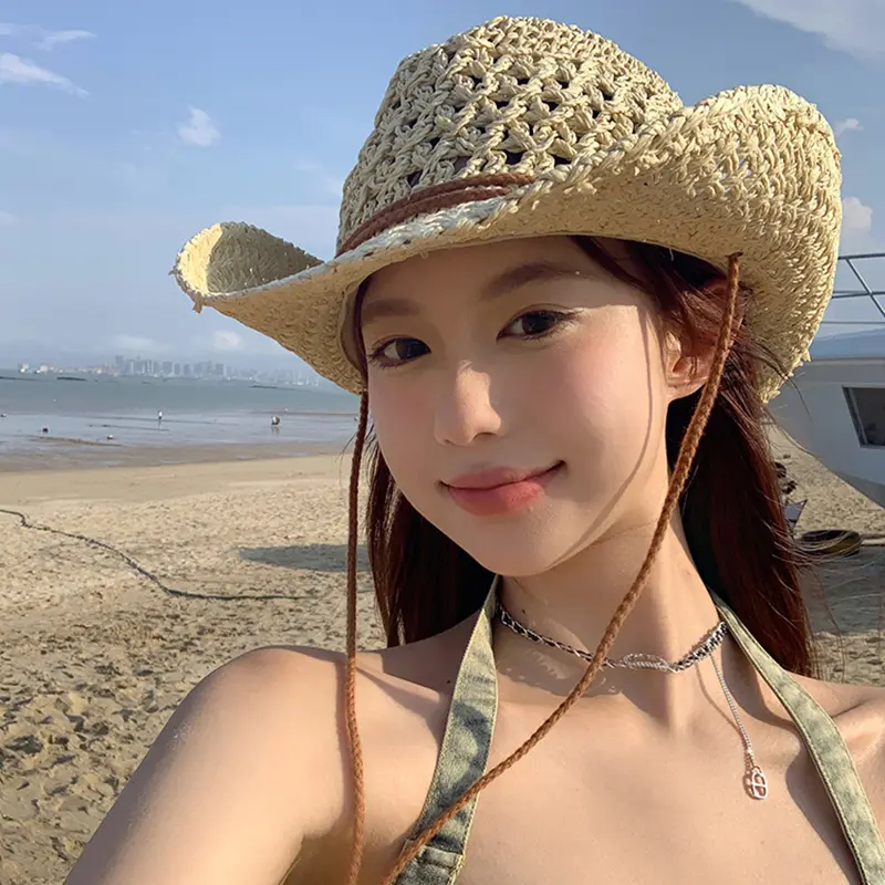 Summer Panama Soft Straw Hat for Men Women Summer Breathable Travel Beach Hats Solid Wide Brim Sunscreen Hats