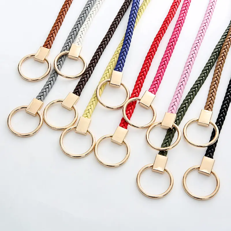 Korean Women Weave Belt Simple O Ring Buckle Thin Braided Waistband Female Dress Shirts Decoration Waist Strap