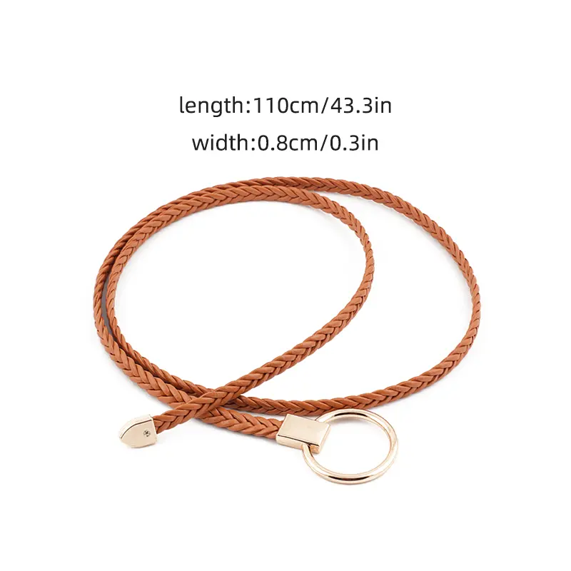 Korean Women Weave Belt Simple O Ring Buckle Thin Braided Waistband Female Dress Shirts Decoration Waist Strap