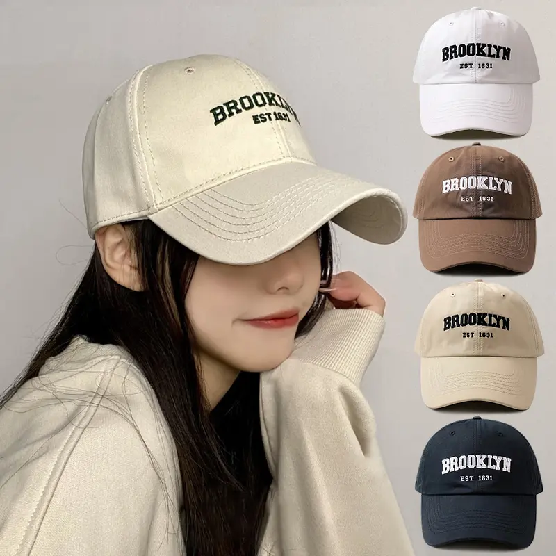 Simple Letter Baseball Cap for Women Korean Ins Solid Color Snapback Hat Adjustable Hip Hop Sports Sun Hats Gorras