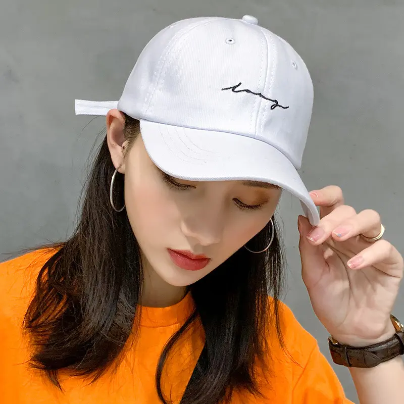 Simple Embroidered Baseball Cap Women Solid Color Cotton Men Peaked Hat Summer Adjustable Unisex Sun Hats Gorras