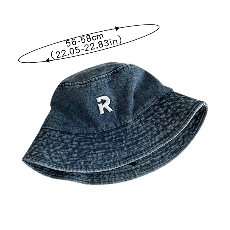 Summer Denim Bucket Cap Women Simple Letter Fisherman Hat Unisex Cotton Sunscreen Panama Hats Outdoor Beach Caps
