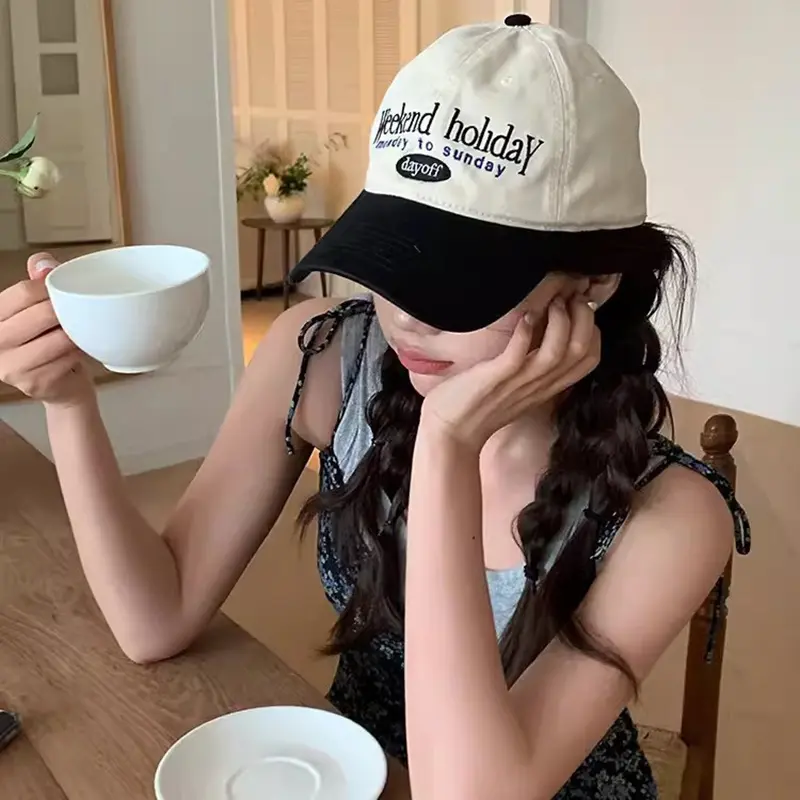Letter Embroidery Baseball Cap Women Retro Patchwork Men Snapback Hat Summer Soft Top Casual Couple Peaked Caps Gorras