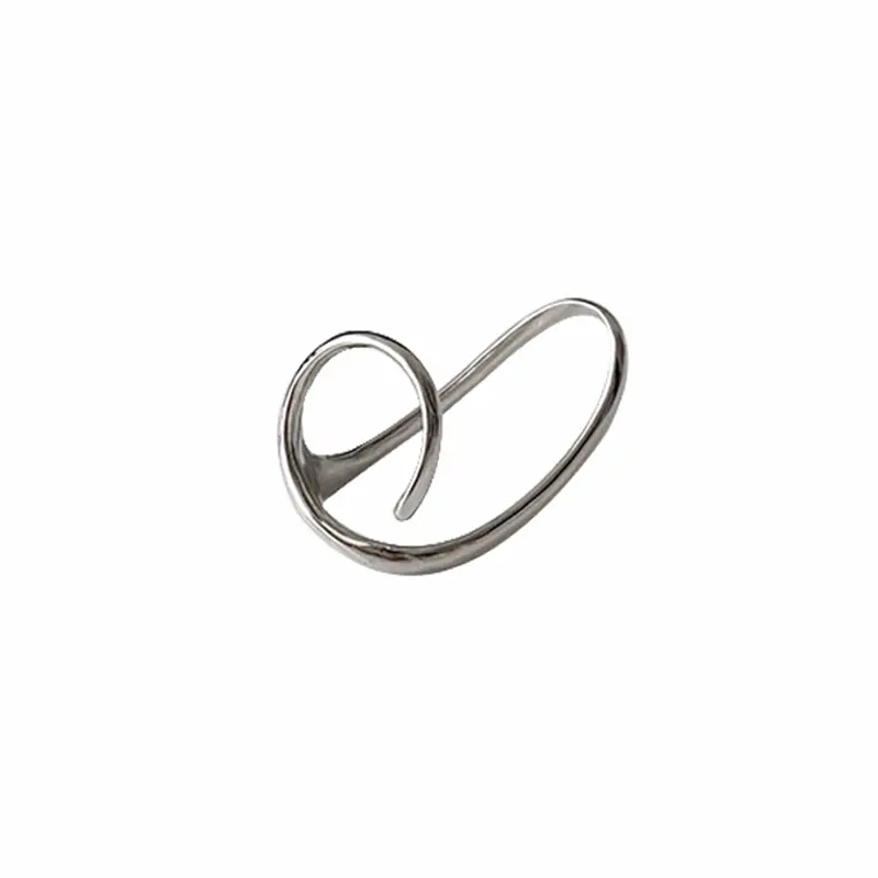 Punk Two-Finger Irregular Geometric Ring New Design Geometric Smooth Rings Silver Color Hip Hop Open Ring Women Jewelry Gift