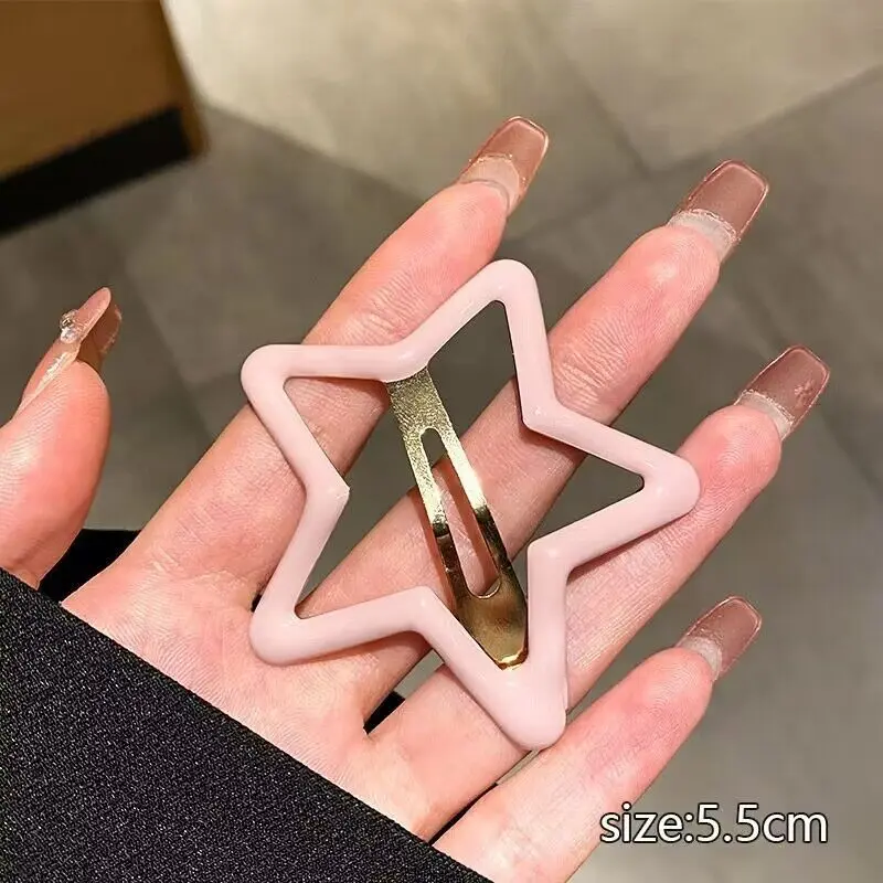 Y2K Colorful Star BB Hair Clips Large Metal Star Hairpin Women Side Barrettes Korean Pentagram Headwear Hair Accessories