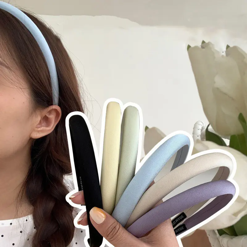 Simple Solid Color Glossy Hairband for Woman Vintage Headband Elastic Hair Hoop Girls Headdress Korean Hair Accessories