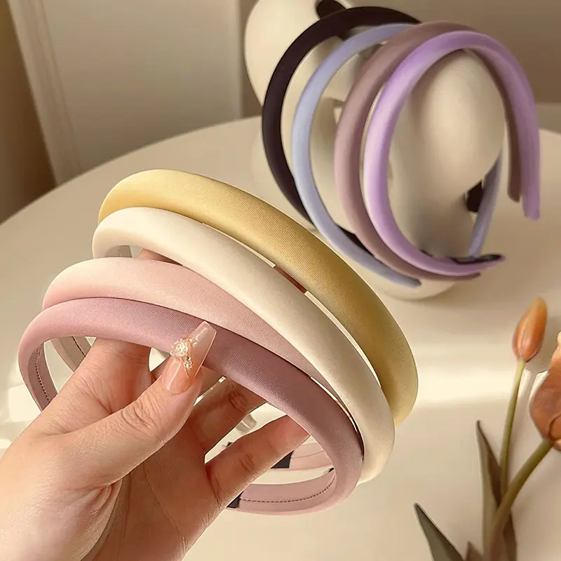 Simple Solid Color Glossy Hairband for Woman Vintage Headband Elastic Hair Hoop Girls Headdress Korean Hair Accessories