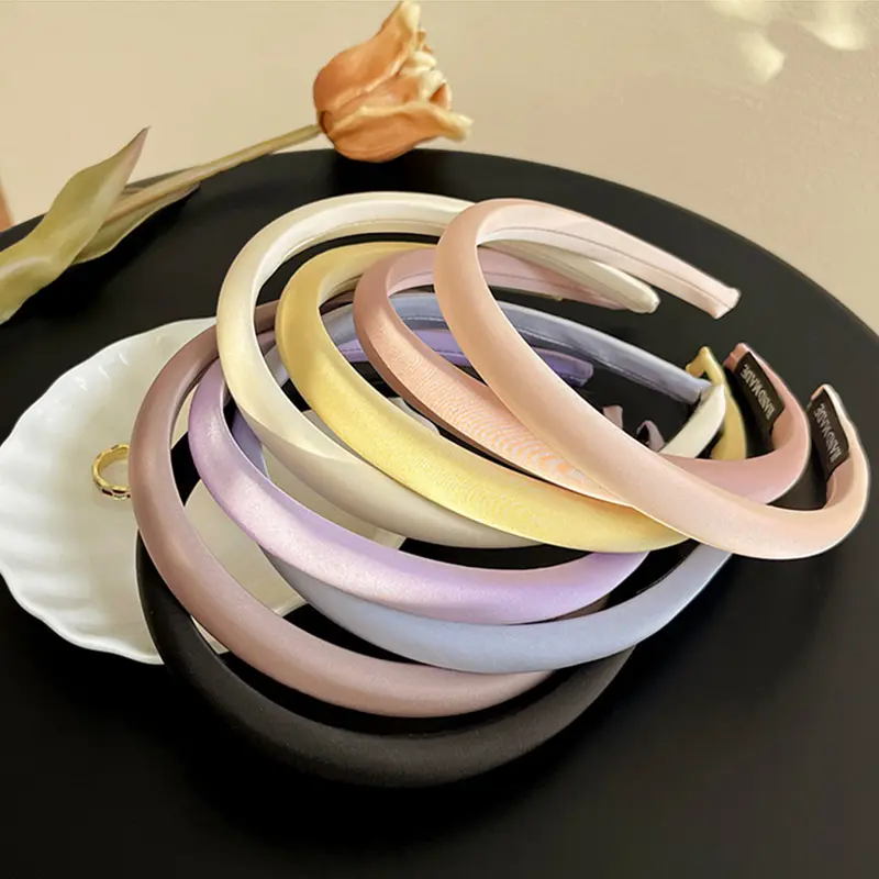 Simple Solid Color Glossy Hairband for Woman Vintage Headband Elastic Hair Hoop Girls Headdress Korean Hair Accessories