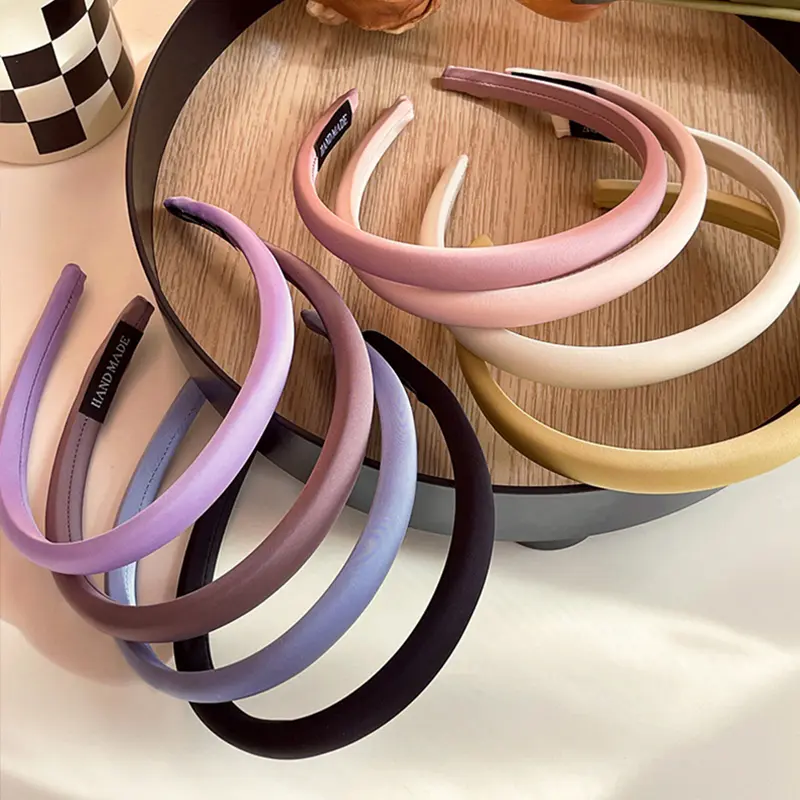 Simple Solid Color Glossy Hairband for Woman Vintage Headband Elastic Hair Hoop Girls Headdress Korean Hair Accessories