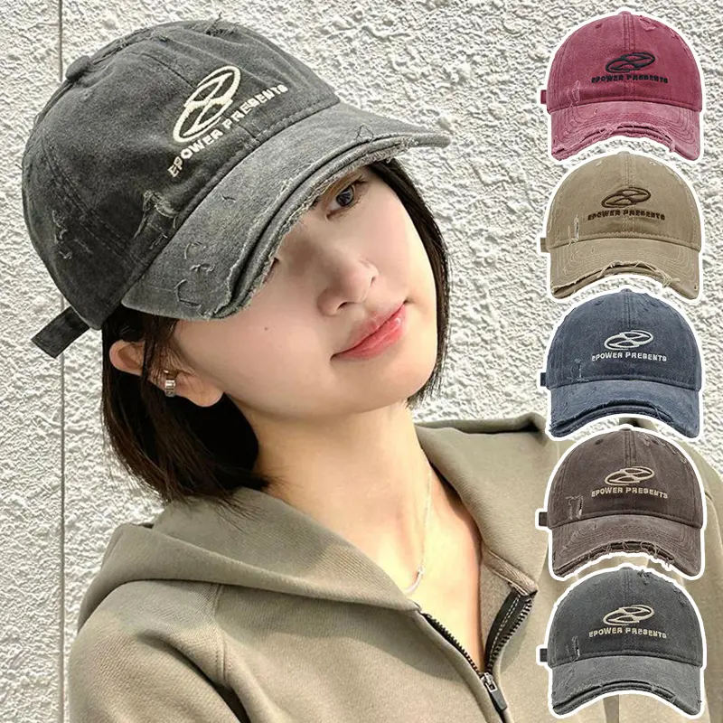 Retro Women Baseball Cap Letter Embroidery Snapback Hat Korean Hip Hop Denim Peaked Hats Summer Unisex Sun Hats gorras