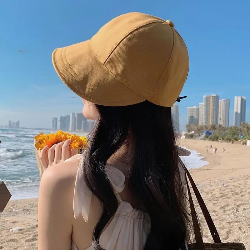 Summer Women Sun Hat Foldable Wide Brim Fisherman Cap Outdoor Beach Drawstring Adjustable Female Visors Bucket Hats