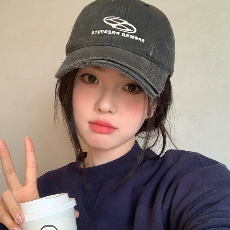 Retro Women Baseball Cap Letter Embroidery Snapback Hat Korean Hip Hop Denim Peaked Hats Summer Unisex Sun Hats gorras