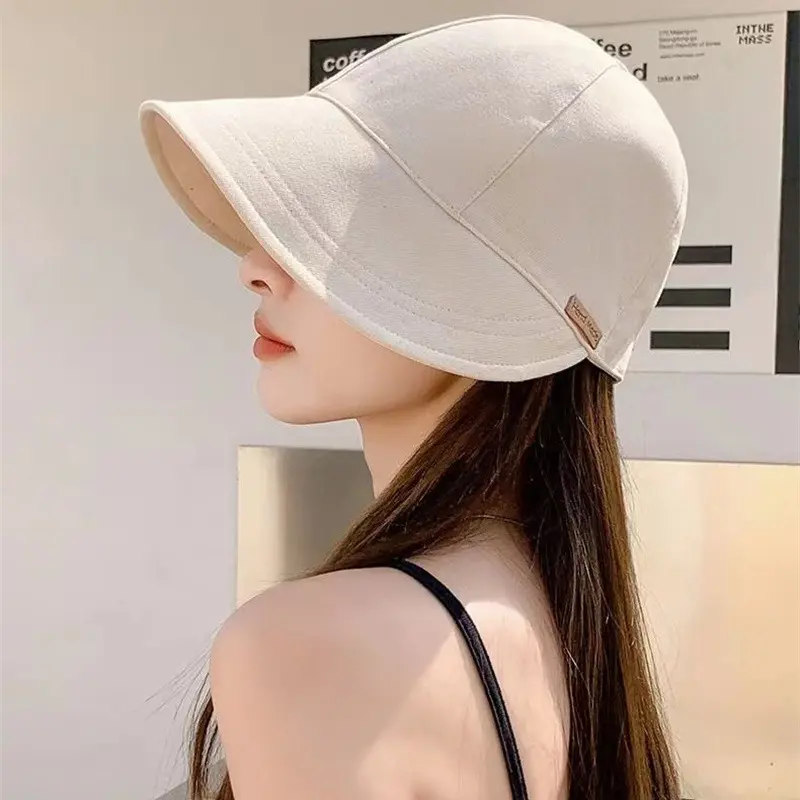 Summer Women Sun Hat Foldable Wide Brim Fisherman Cap Outdoor Beach Drawstring Adjustable Female Visors Bucket Hats