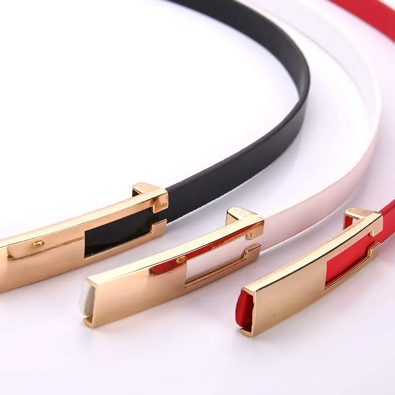 Simple Women PU Leather Belt Vintage Female Thin Waistband Gold Metal Buckle Dress Coat Jeans Decor Waist Straps cinturones 벨트