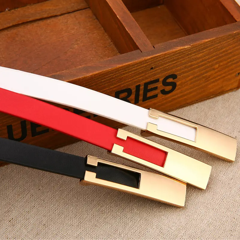 Simple Women PU Leather Belt Vintage Female Thin Waistband Gold Metal Buckle Dress Coat Jeans Decor Waist Straps cinturones 벨트
