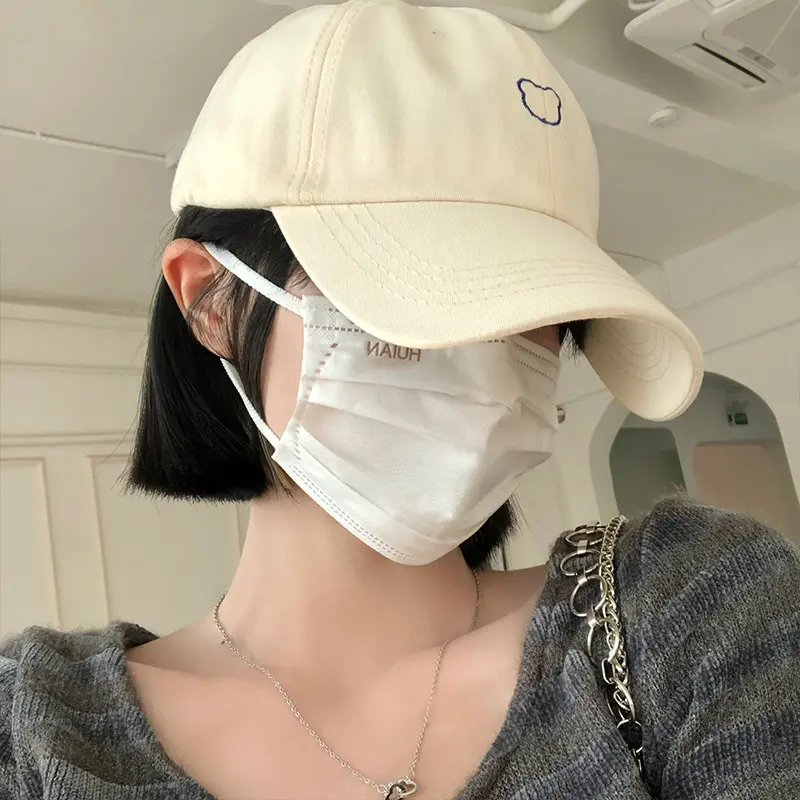 Cute Women Baseball Cap Solid Color Bear Embroidery Snapback Hat Korean Summer Adjustable Couple Cotton Peaked Hats