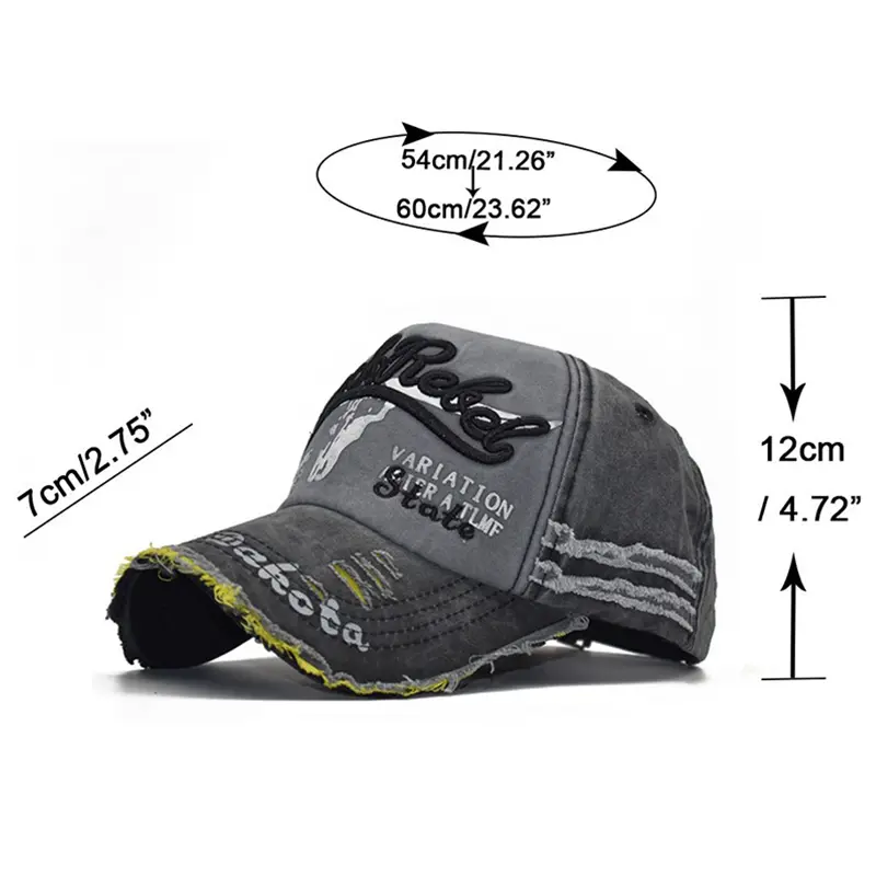 Retro Washed Cotton Baseball Cap Hip Hop Letter Embroidery Dad Hat for Men Women Adjustable Cotton Snapback Caps