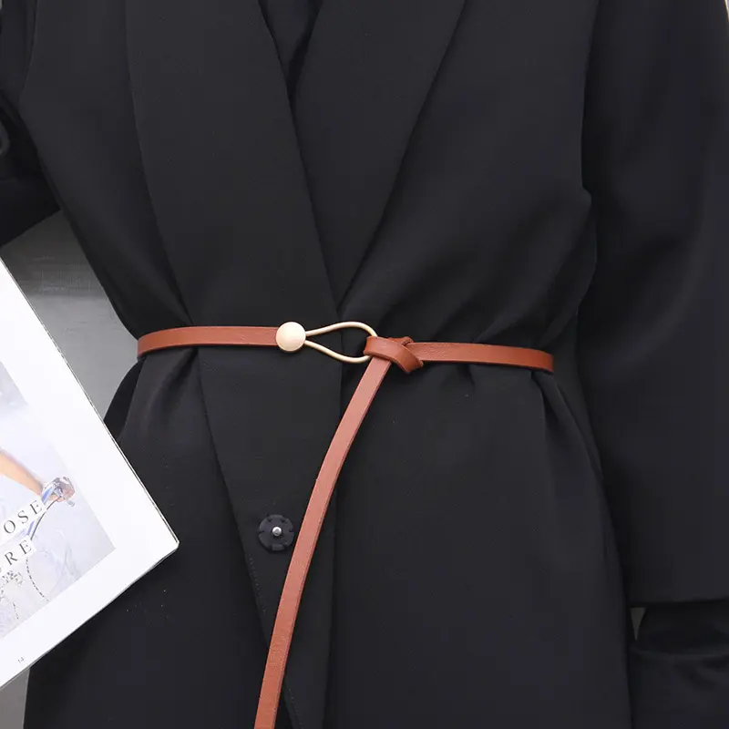 New Thin Leather Belt Women Bow Leisure Belts For Female Loop Strap Belts Knotted Dress Coat Decor Waistband Accessories