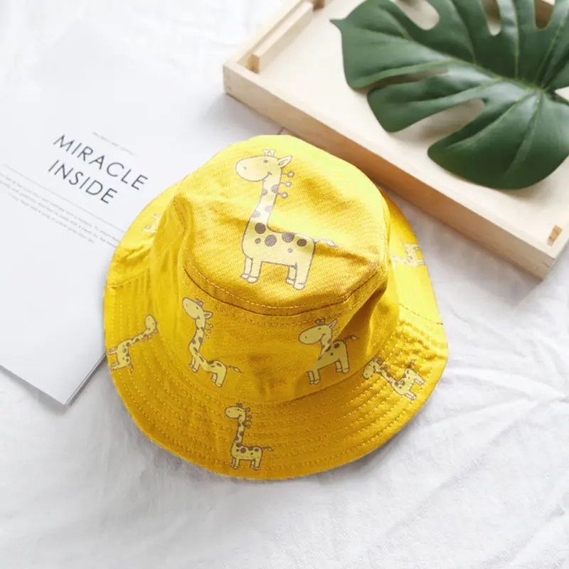Cartoon Giraffe Children Bucket Hat Girls Boys Panama Cap Spring Summer Outdoor Casual Kids Fisherman Sun Hats Gorras3-8 Years