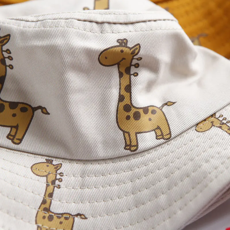 Cartoon Giraffe Children Bucket Hat Girls Boys Panama Cap Spring Summer Outdoor Casual Kids Fisherman Sun Hats Gorras3-8 Years