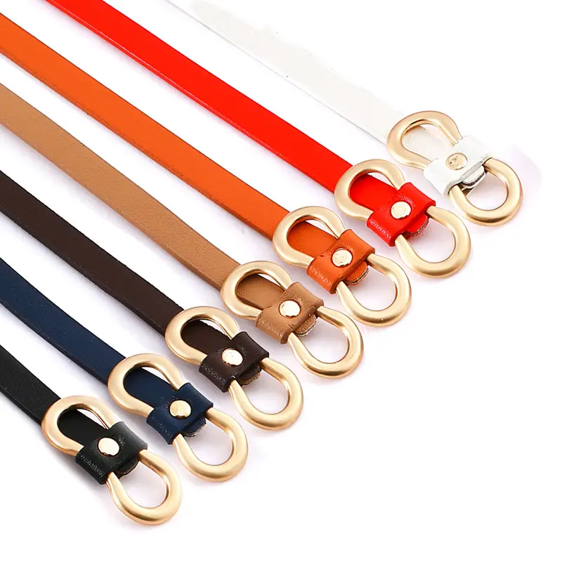 Simple Women Thin Belt for Dresses Nonporous Waistband Ladies PU Leather Alloy Buckle Decorative Waist Strap