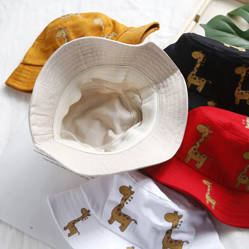 Cartoon Giraffe Children Bucket Hat Girls Boys Panama Cap Spring Summer Outdoor Casual Kids Fisherman Sun Hats Gorras3-8 Years